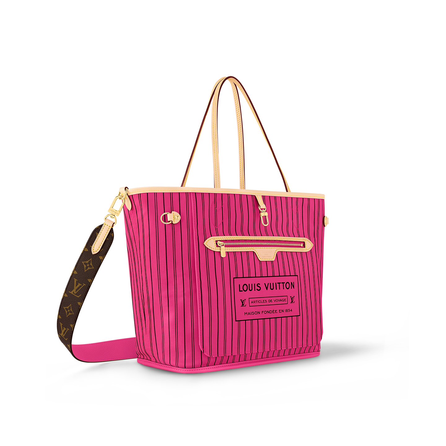  Túi Nữ Louis Vuitton Neverfull Bandoulière MM Tote Bag 'Rose' 