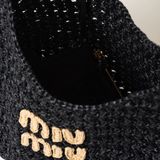  Túi Nữ Miu Miu Woven Fabric Hobo Bag 'Black' 