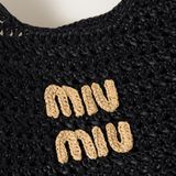  Túi Nữ Miu Miu Woven Fabric Hobo Bag 'Black' 