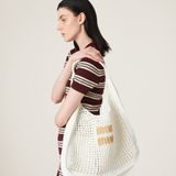  Túi Nữ Miu Miu Woven Fabric Hobo Bag 'White' 