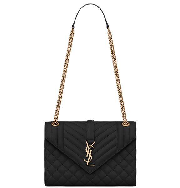  Túi Nữ Saint Laurent Envelope Medium In Grain De Poudre 'Noir' 