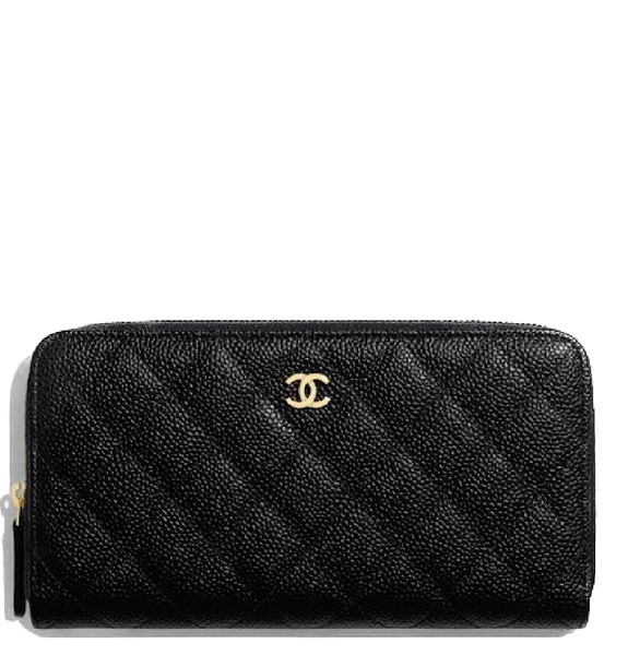  Ví Nữ Chanel Classic Long Zipped Wallet Grained Metal 'Black' 