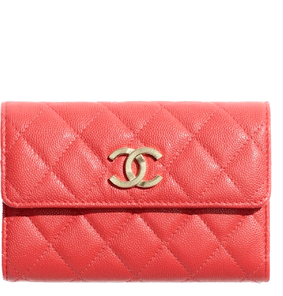  Ví Nữ Chanel Flap Wallet Grained Calfskin Gold Tone Metal 'Red' 