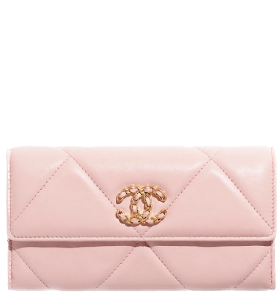  Ví Nữ Chanel Shiny Gold Tone Ruthenium Finish Metal 'Light Pink' 