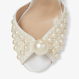  Dép Nữ Jimmy Choo Sacaria 100 Pearl-embellished 'White Satin' 
