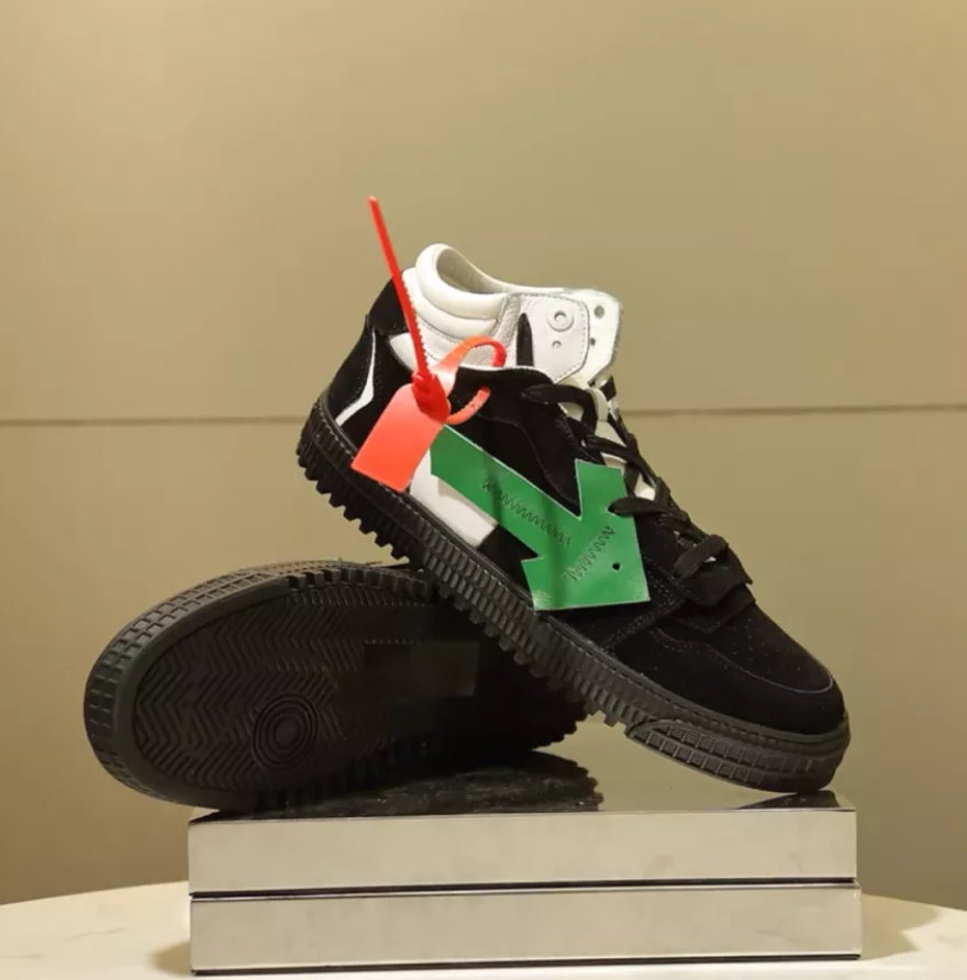  Giày Nữ Off-White Arrows Logo Mid Top 'Black White' 