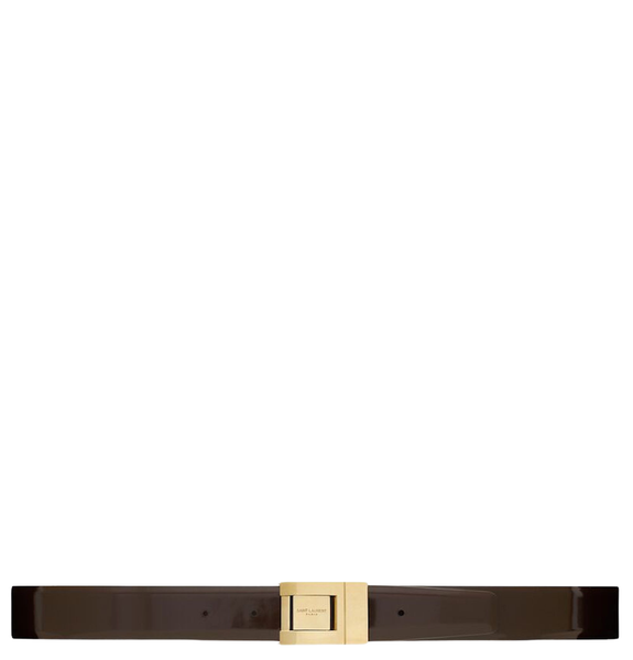  Thắt Lưng Nam Saint Laurent Buckle Belt In Brushed Leather Enamel 'Maroon' 