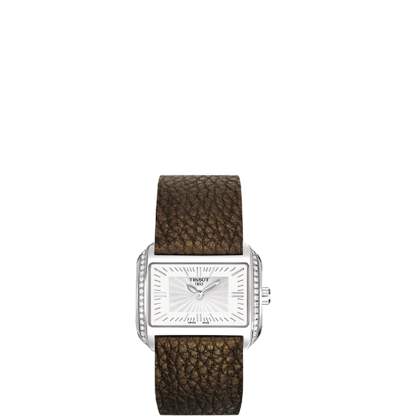 Đồng Hồ Nữ Tissot T-Wave Silver Dial Diamond Bezel 'Brown' 