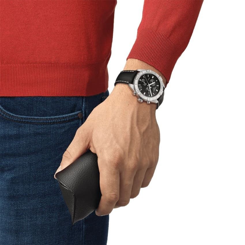  Đồng Hồ Nam Tissot PR100 Chronograph Quartz 'Black' Dial 