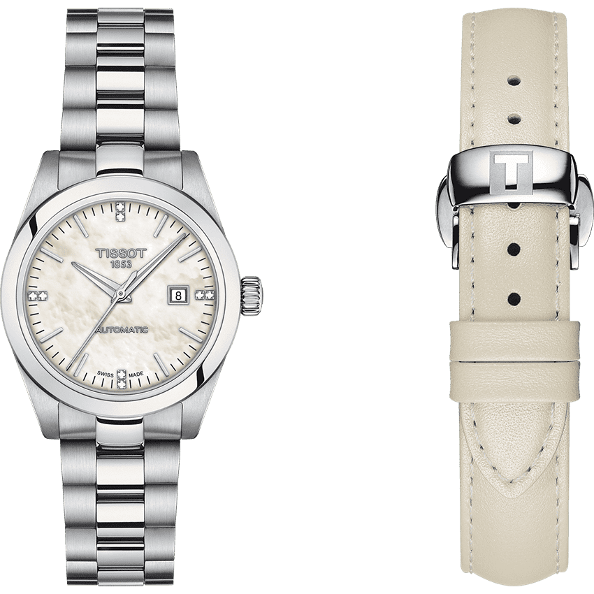  Đồng Hồ Nữ Tissot Automatic Diamond White Mother of Pearl Dial 