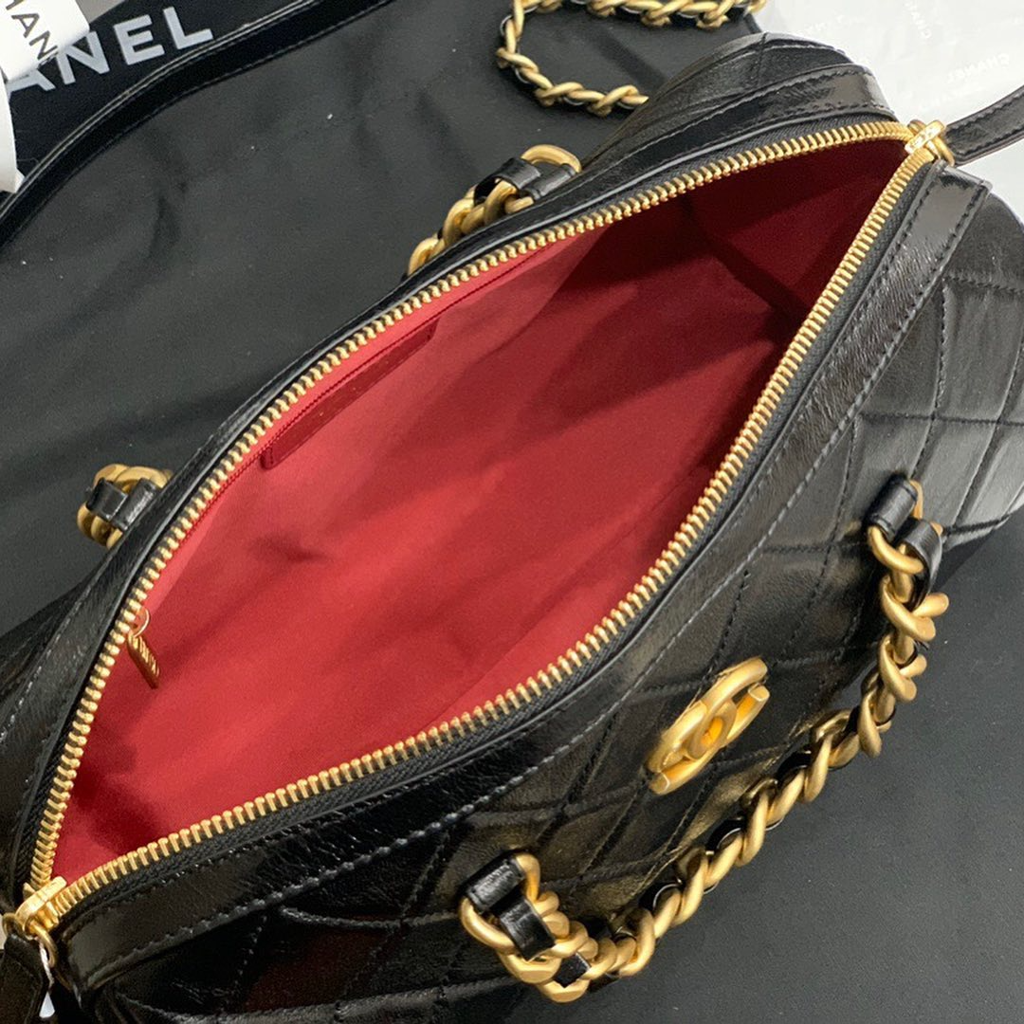  Túi Nữ Chanel Bowling Bag Calfskin 'Black' 