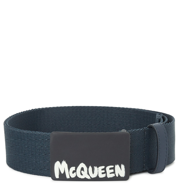  Thắt Lưng Nam Alexander McQueen Graffiti Logo Casual Belt 'Navy' 