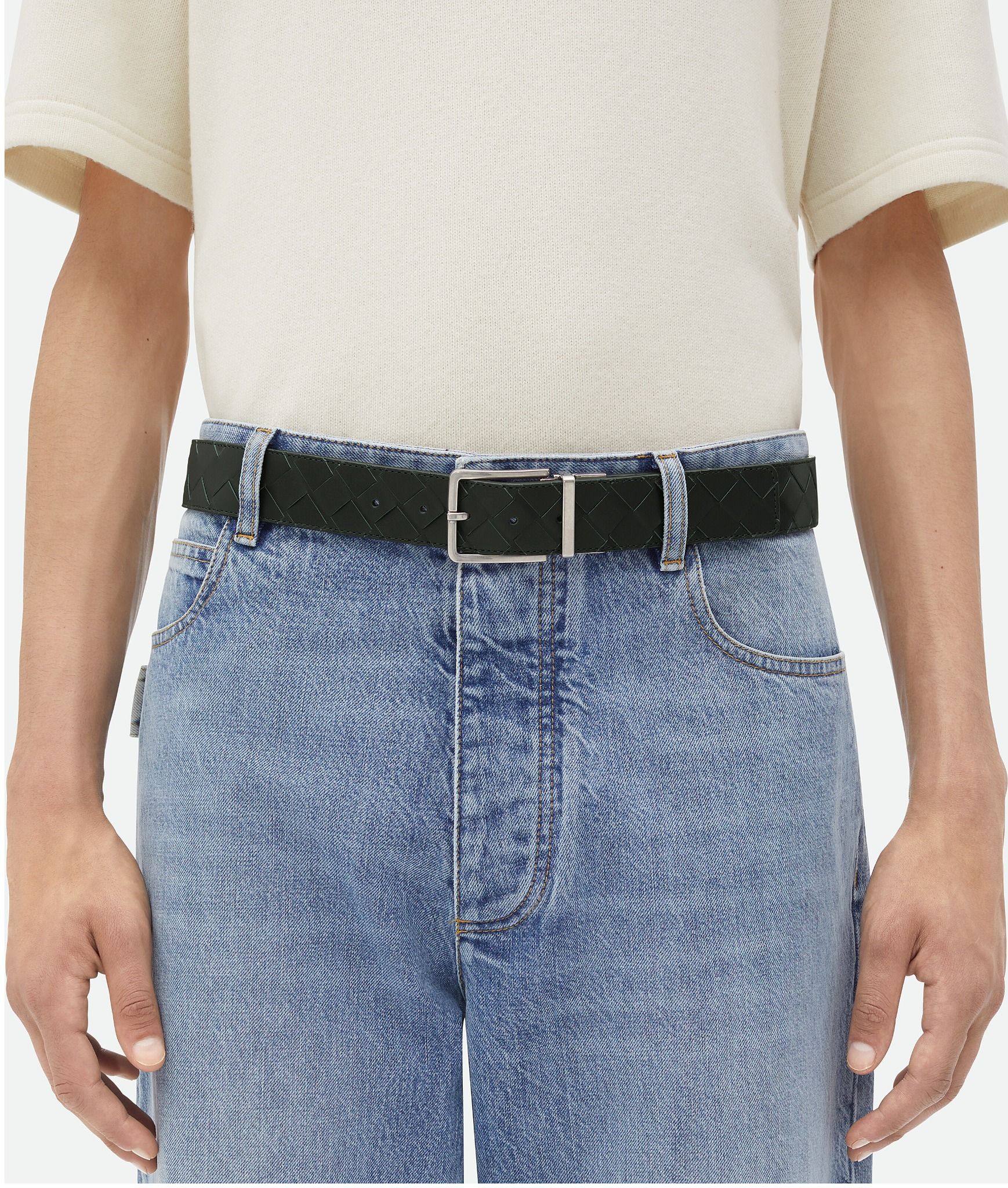  Thắt Lưng Nam Bottega Veneta Intrecciato Reversible Belt 'Green' 