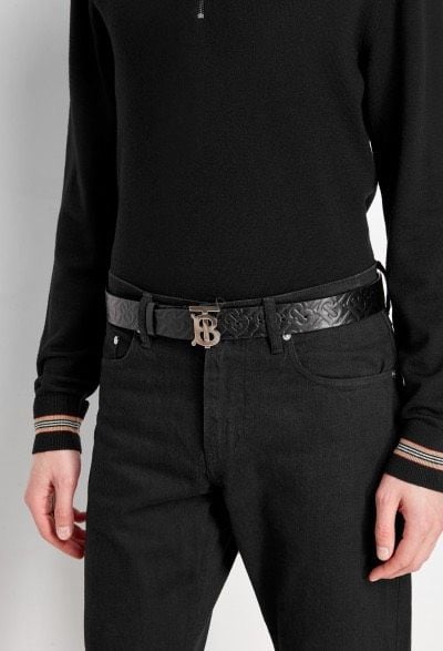  Thắt Lưng Nam Burberry Monogram Motif Monogram Leather Belt 'Black' 