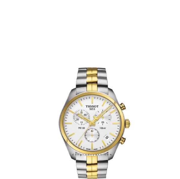 Đồng Hồ Nam Tissot PR100 Chronograph White Dial Two-tone Men's Watch 'Silver Glod' 
