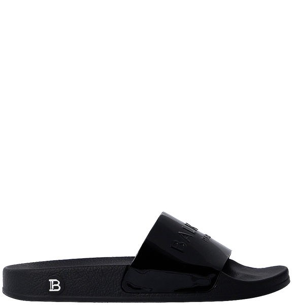  Dép Balmain Logo Slides 'Black' 