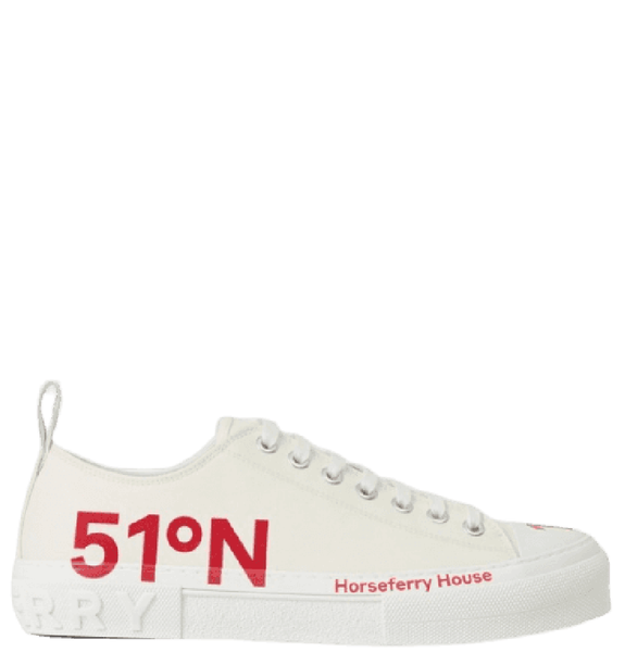  Giày Nam Burberry Coordinates Print Cotton Sneakers 'Neutral White' 