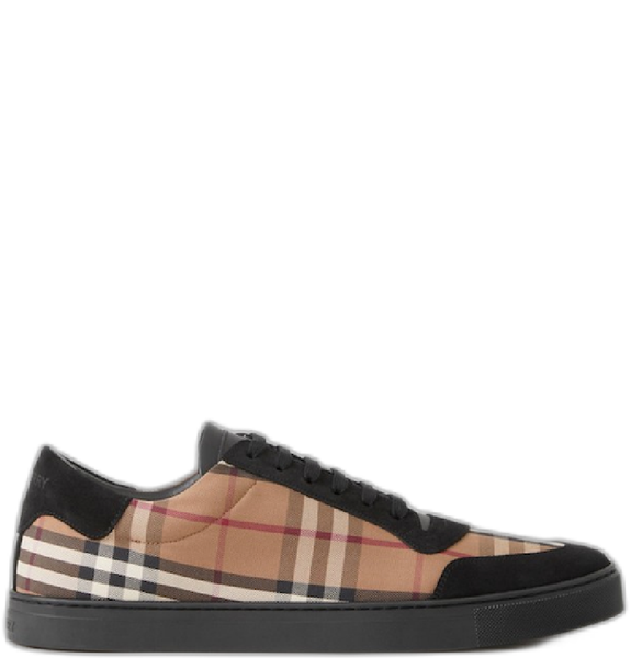  Giày Nam Burberry Vintage Check Cotton Suede Sneakers 'Birch Brown' 
