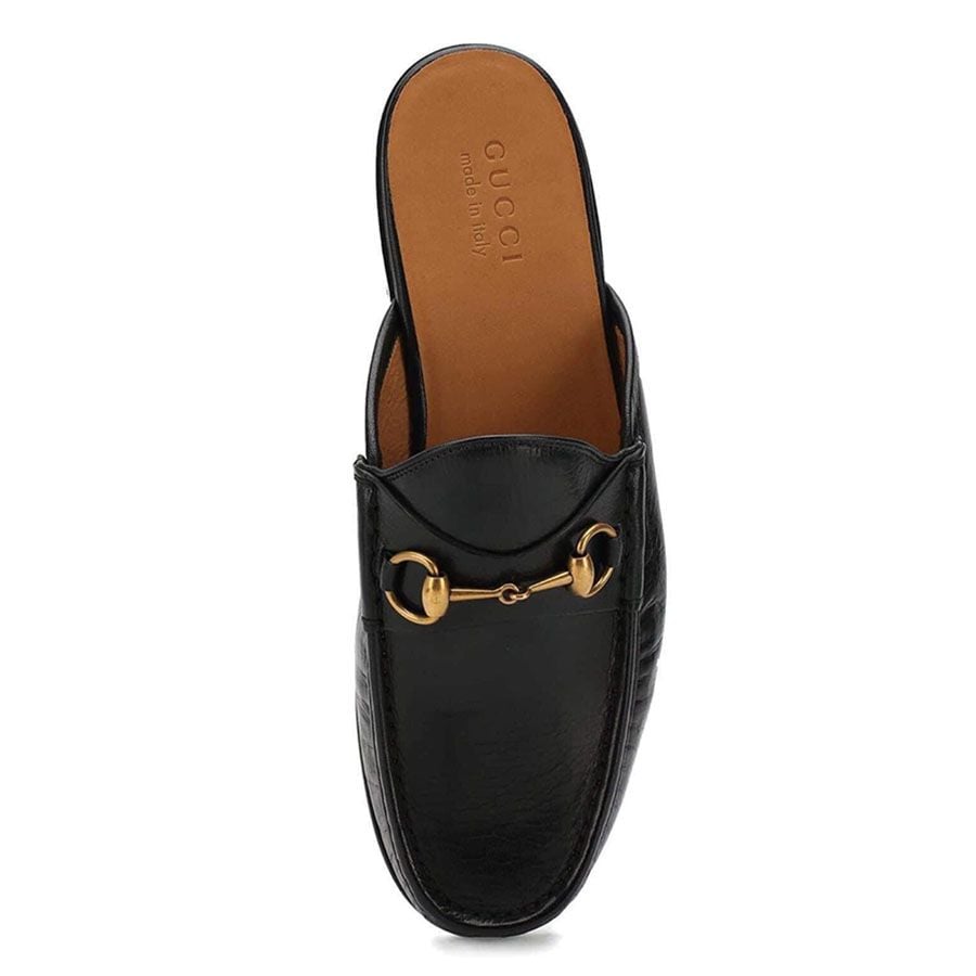  Giày Nam Gucci Horsebit Leather Slipper Loafers 'Black' 