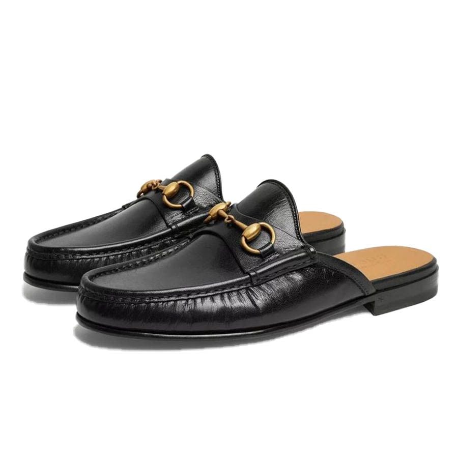  Giày Nam Gucci Horsebit Leather Slipper Loafers 'Black' 