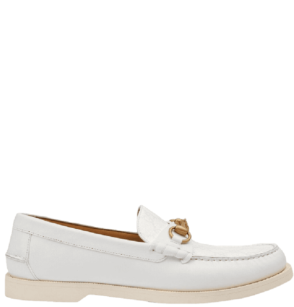  Giày Nam Gucci Loafe Horsebit Leather 'White' 
