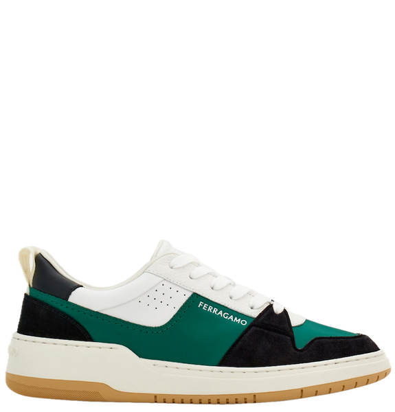  Giày Nam Salvatore Ferragamo Suede Patch Skate Sneaker 'Black Green' 