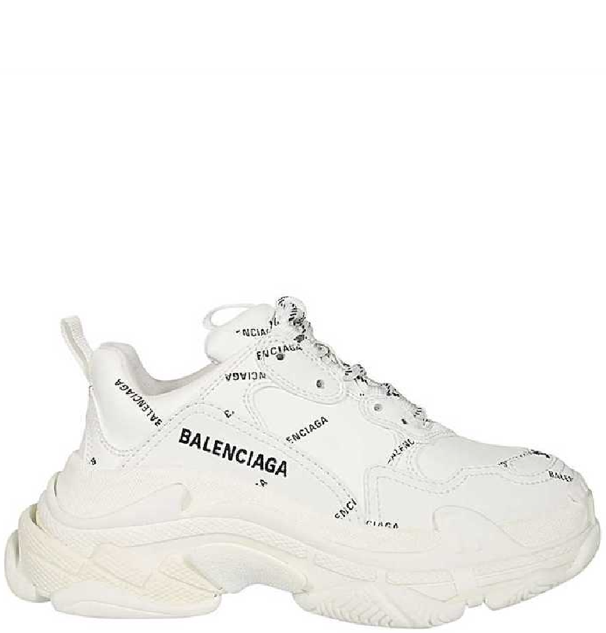 White Triple S logoprint fauxleather trainers  Balenciaga   MATCHESFASHION US