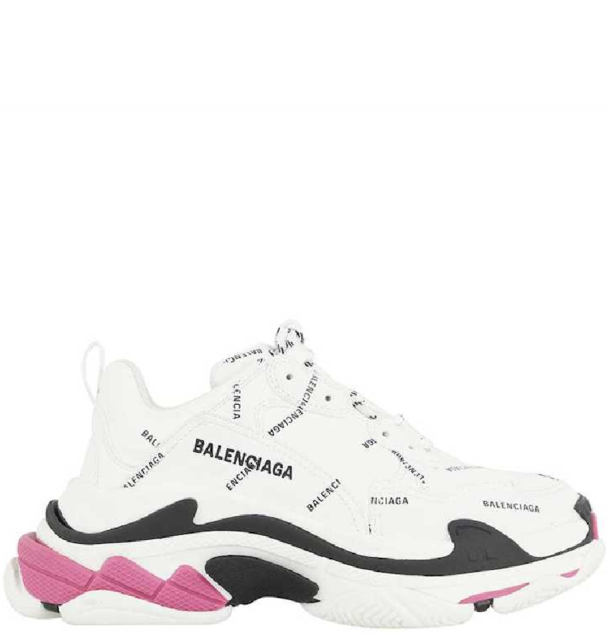  Giày Nữ Balenciaga All Over Logo Triple S Sneakers 'White' 