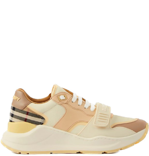  Giày Nữ Burberry Check Cotton And Leather Sneakers 'Vanilla' 