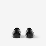  Giày Nữ Burberry Check Panel Leather Penny Loafers 'Black' 