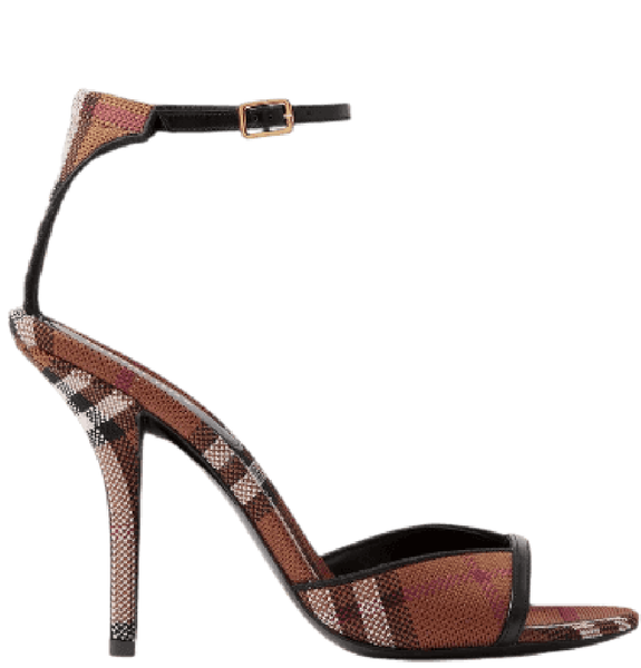  Giày Nữ Burberry Check Stiletto-heel Sandals 'Dark Birch Brown' 