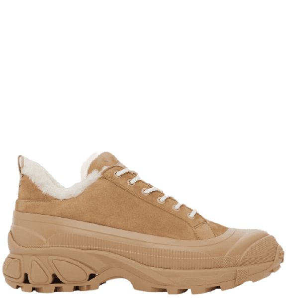  Giày Nữ Burberry Suede And Shearling Arthur Sneakers 'Biscuit' 