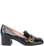  Giày Nữ Gucci Mid Heel Pump Leather 'Black' 