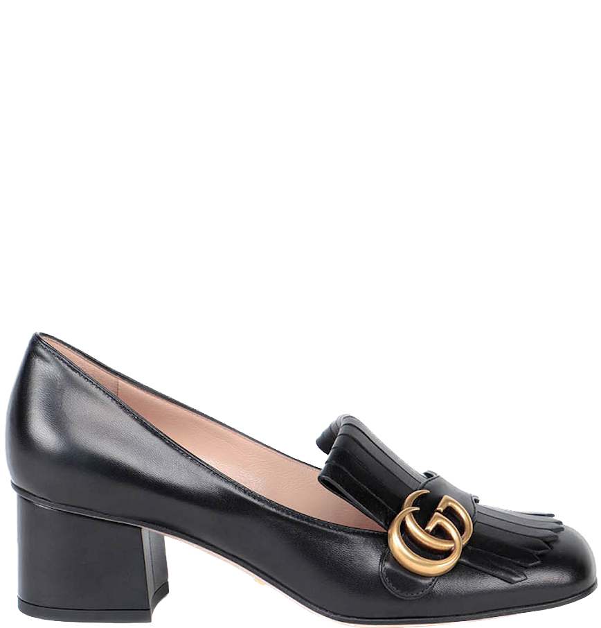  Giày Nữ Gucci Mid Heel Pump Leather 'Black' 
