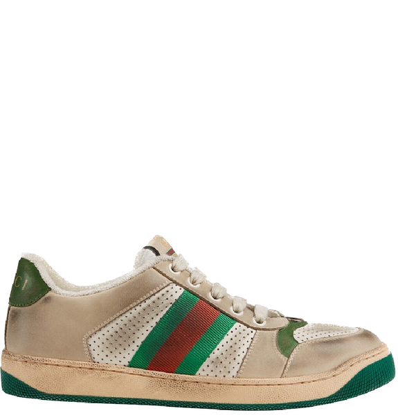  Giày Nữ Gucci Screener Leather Sneaker 'White Perforated' 