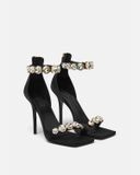  Giày Nữ Versace Crystal Satin Sandals 'Black' 