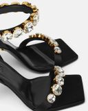  Giày Nữ Versace Crystal Satin Sandals 'Black' 