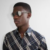  Kính Burberry Metal Shield Rectangular Sunglasses​ 'Silver' 