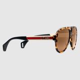  Kính Nam Gucci Aviator Sunglasses 'Light Tortoiseshell Frame' 
