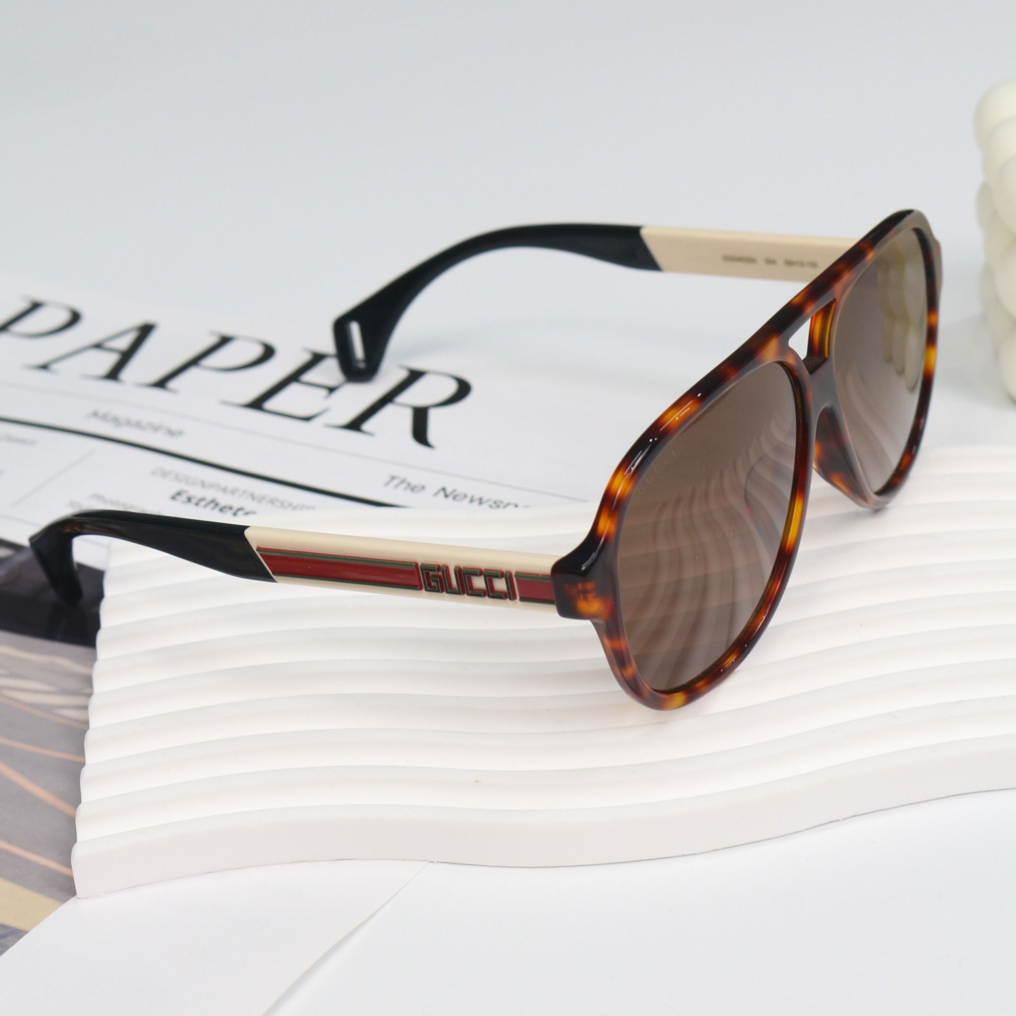  Kính Nam Gucci Aviator Sunglasses 'Light Tortoiseshell Frame' 