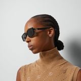  Kính Nữ Gucci Rectangular Frame Sunglases 'Black' 