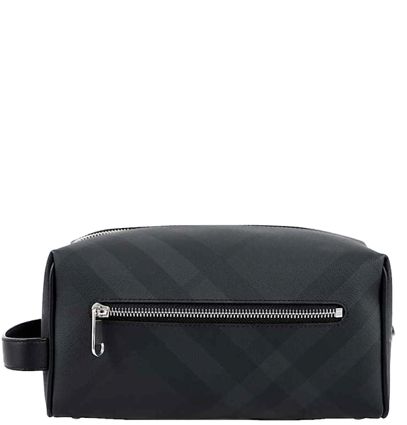  Túi Nam Burberry London Check Leather Travel Pouch 'Dark Charcoal' 