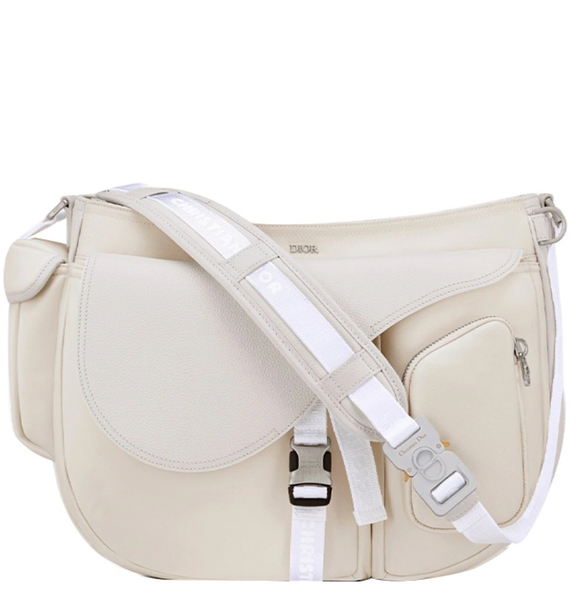  Túi Nam Dior Sacai Saddle Soft Technical Fabric Grained Calfskin 'Cream' 