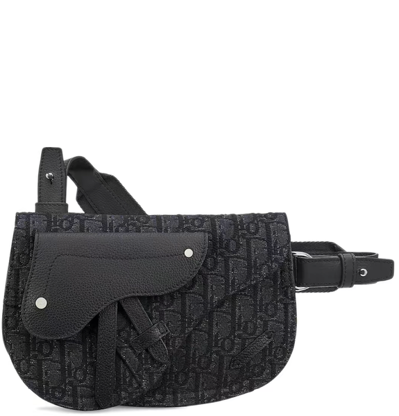  Túi Nam Dior Saddle Pouch Dior Oblique Jacquard 'Black' 