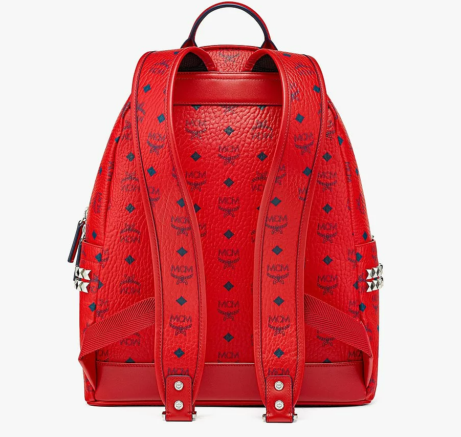  Balo Nam MCM Stark Side Studs Backpack Visetos 'Red' 