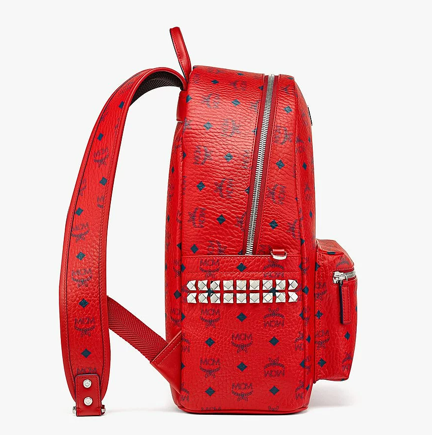  Balo Nam MCM Stark Side Studs Backpack Visetos 'Red' 