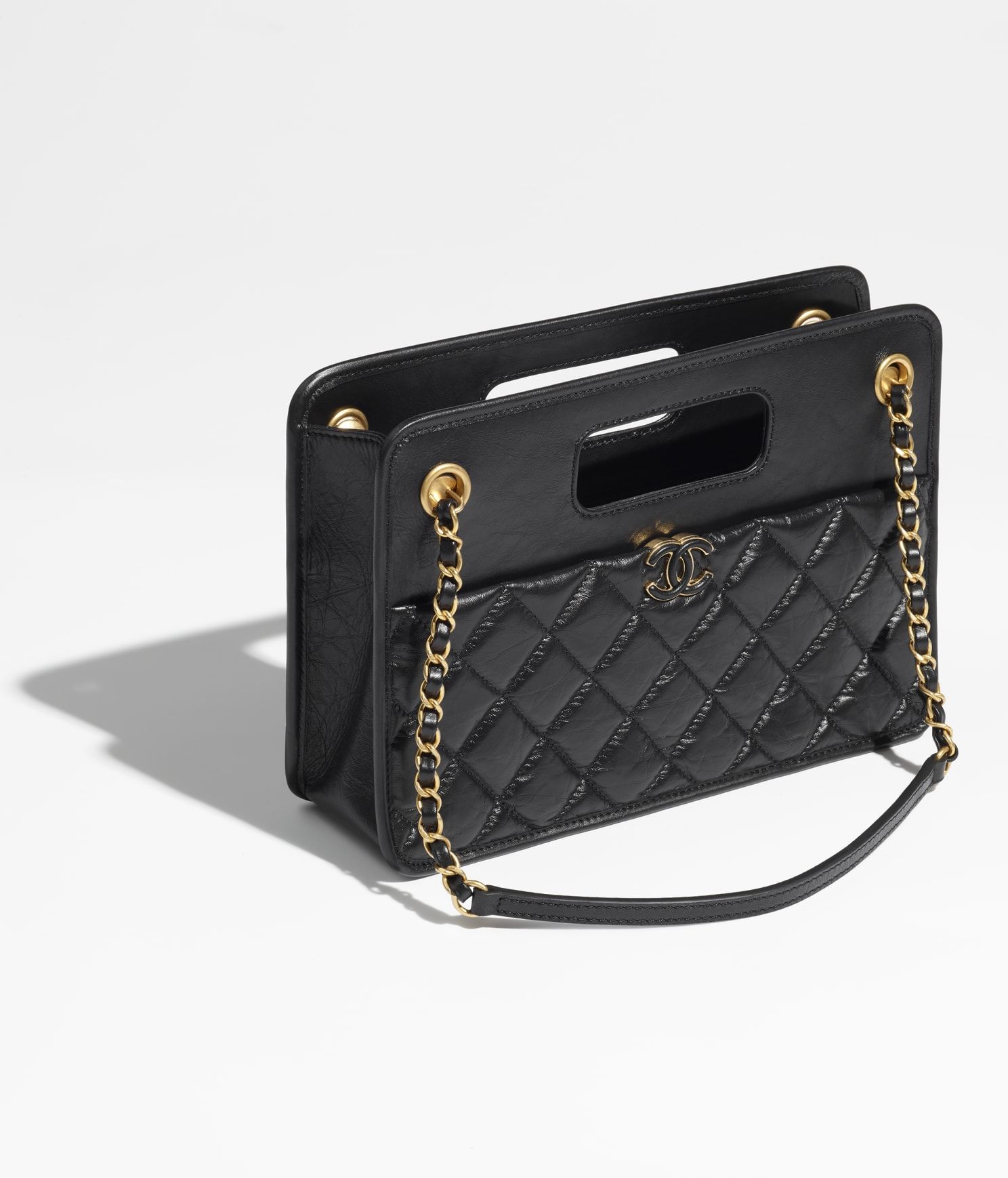  Túi Nữ Chanel Aged Calfskin Gold Tone Metal 'Black' 