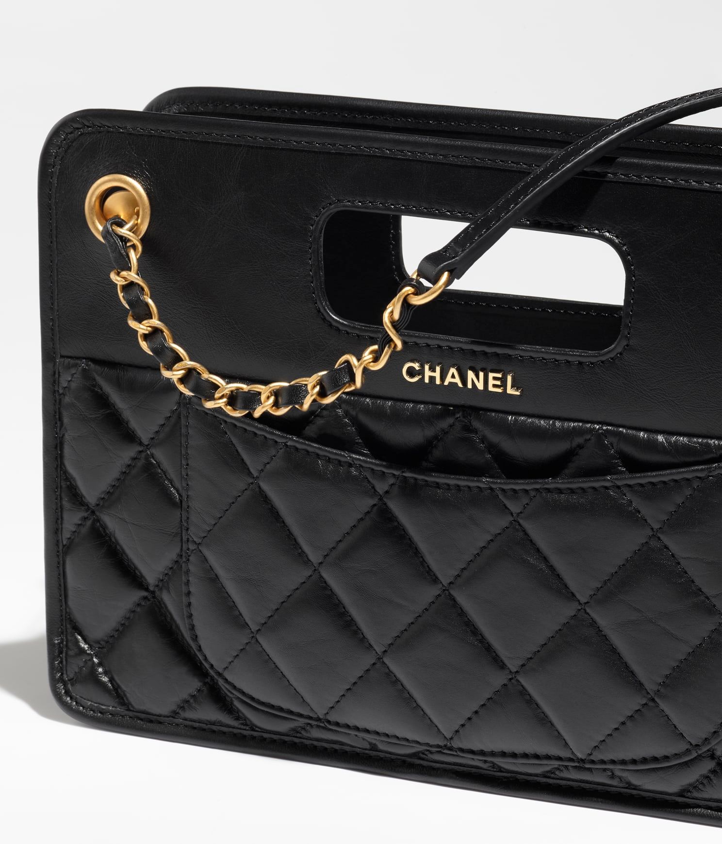  Túi Nữ Chanel Aged Calfskin Gold Tone Metal 'Black' 
