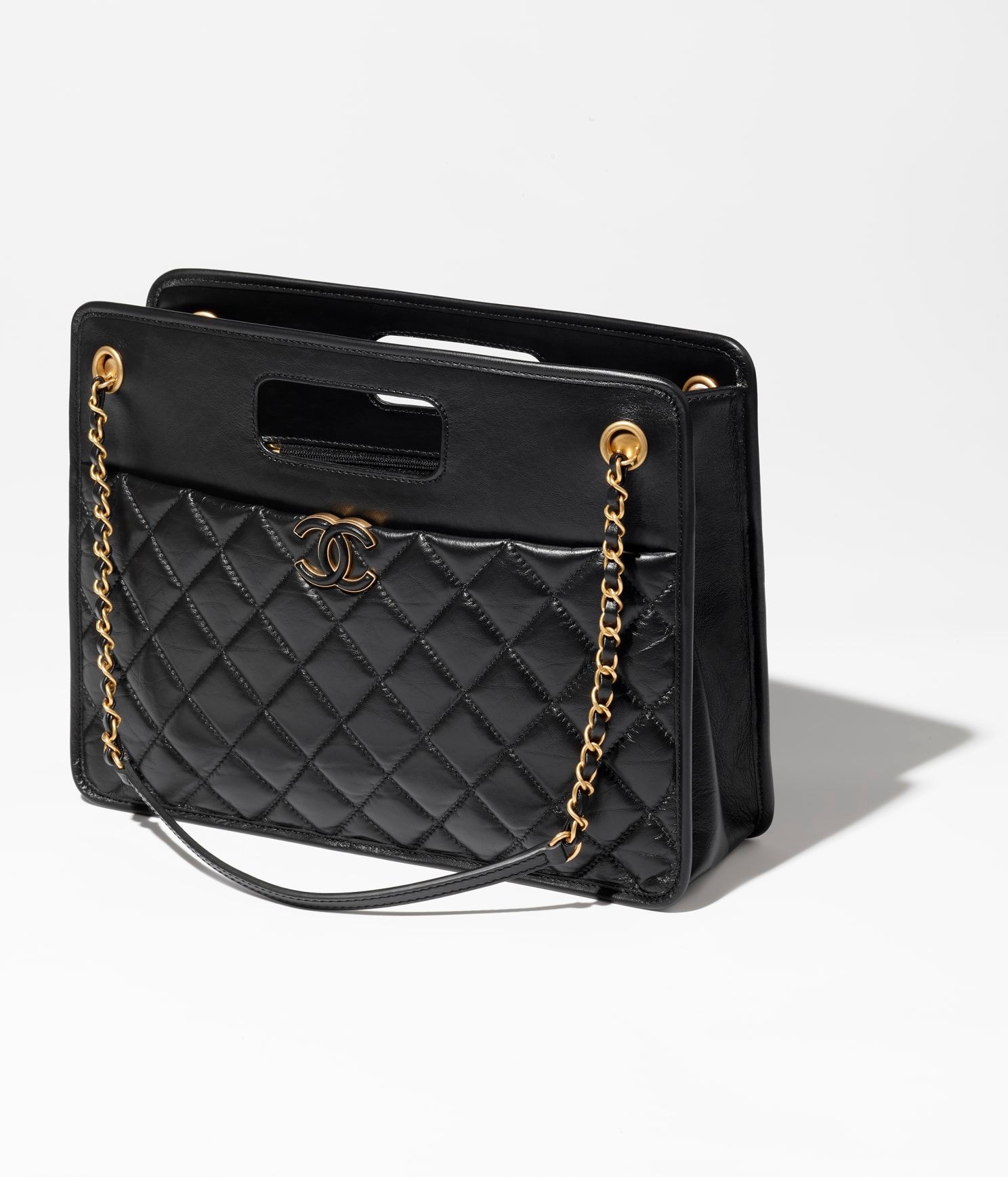  Túi Nữ Chanel Aged Calfskin Gold Tone Metal 'Black' 