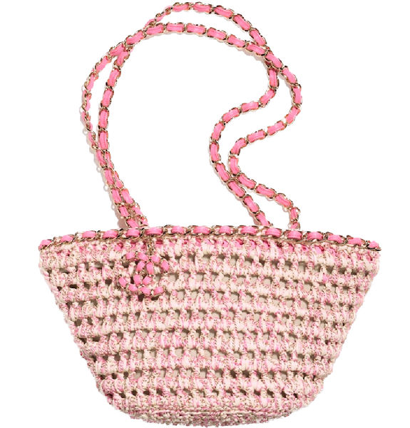 Túi Nữ Chanel Crochet Mixed Fibres Gold Tone Metal 'Beige Pink' 